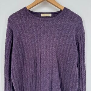 Brooks Brothers Womens Medium Purple Cable Knit Crew Neck Sweater Vintage